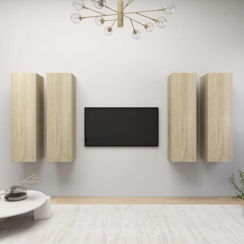 Tv-borde 4 stk. 30,5x30x110 cm konstrueret træ sonoma-eg