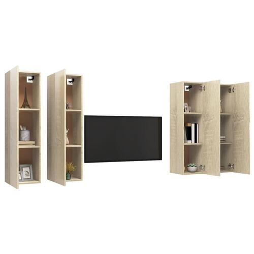 Tv-borde 4 stk. 30,5x30x110 cm konstrueret træ sonoma-eg