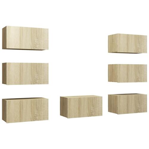 Tv-skabe 7 stk. 30,5x30x60 cm konstrueret træ sonoma-eg