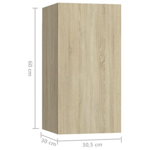 Tv-skabe 7 stk. 30,5x30x60 cm konstrueret træ sonoma-eg