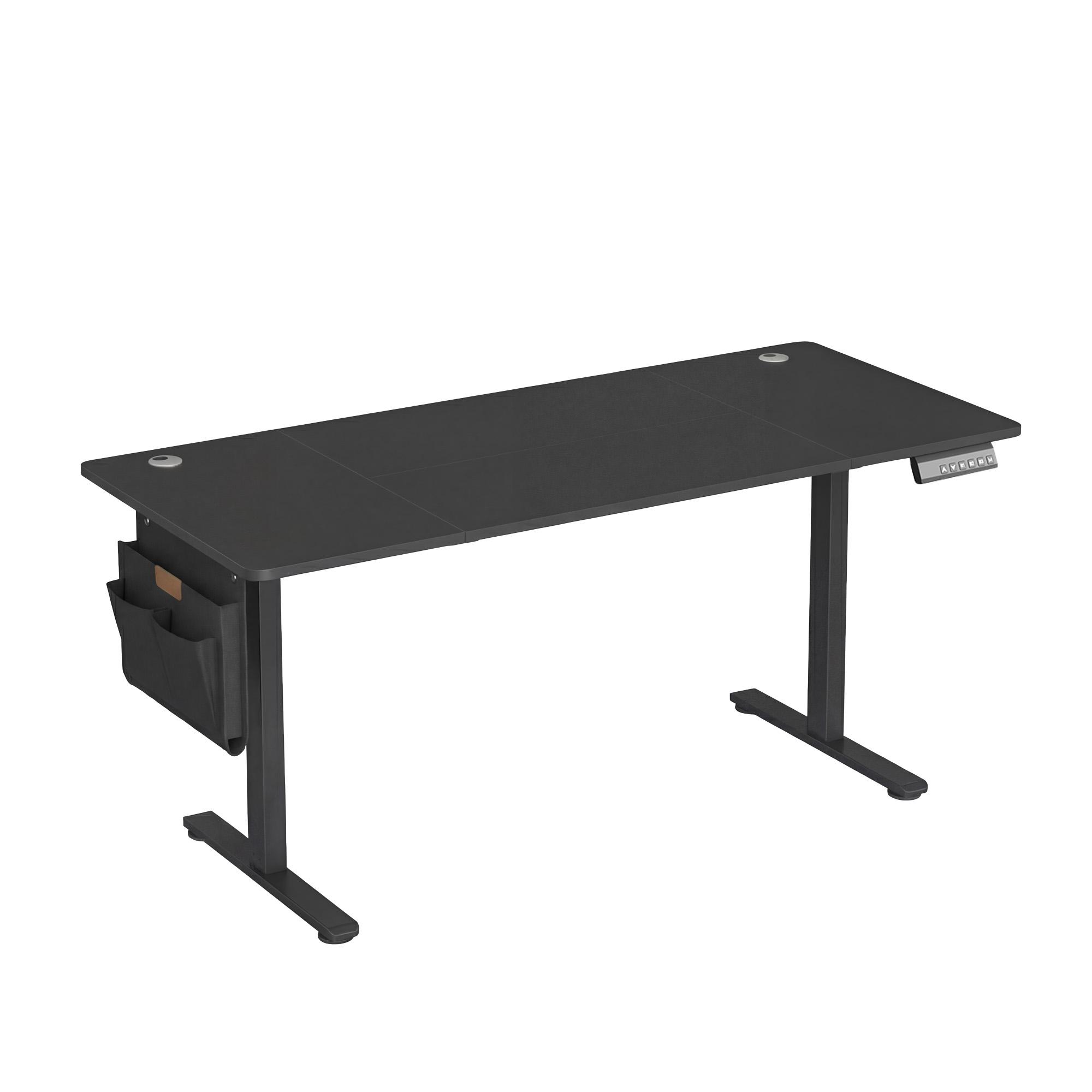 Elektrisk hæve‑sænkebord 160,1 × 70,1 cm - 4 memoryhøjder, hjemmekontor, sort