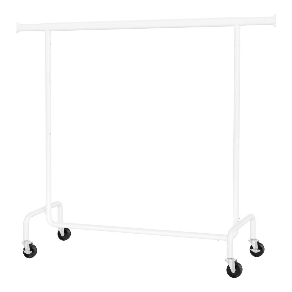 Tøjstativ på hjul - kraftig tøjrail, forlængbar 110-150 cm, mat hvid