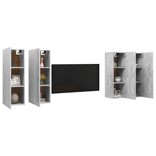 Tv-skabe 4 stk. 30,5x30x90 cm spånplade betongrå