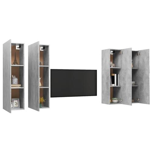Tv-skabe 4 stk. 30,5x30x110 cm spånplade betongrå