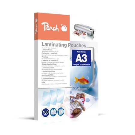 Peach lamineringslommer A3 - 100 mikron, 100 stk. billede