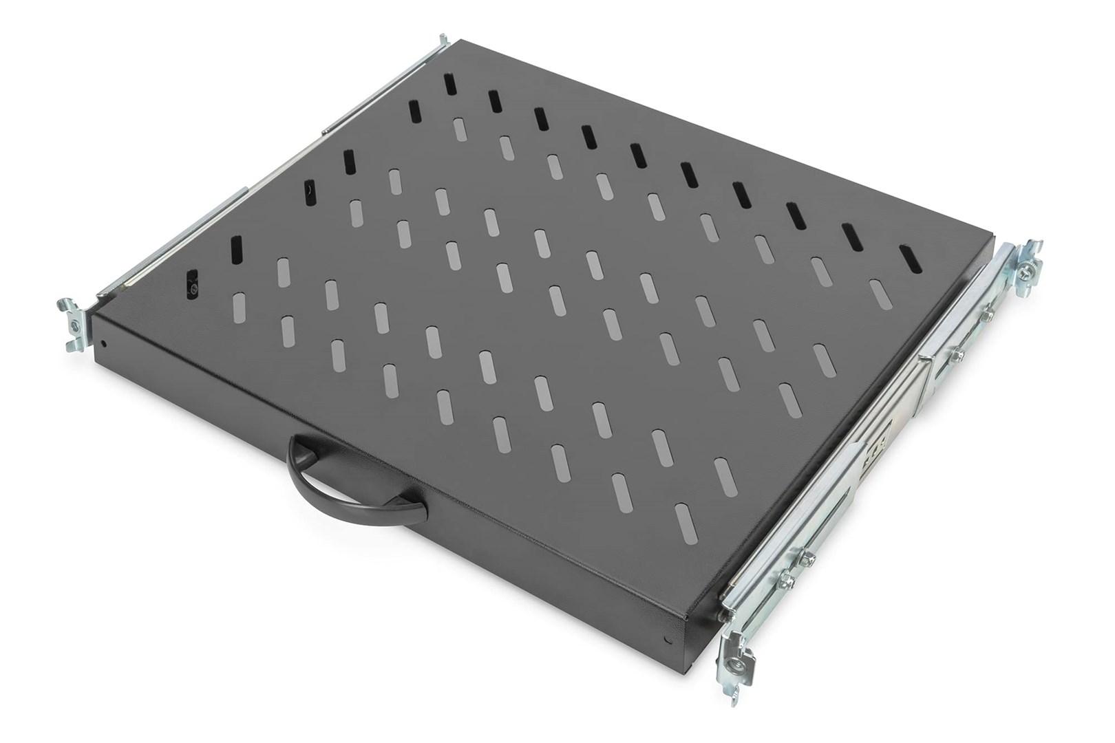 DIGITUS udtrækshylde 1U til 19" rack - 48,3 × 38,5 cm, sort, op til 25 kg