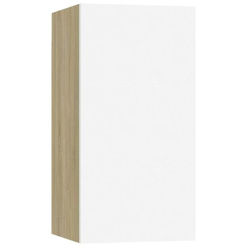 Tv-skabe 4 dele 30,5x30x60 cm konstrueret træ hvid og sonoma-eg