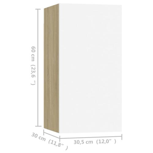 Tv-skabe 4 dele 30,5x30x60 cm konstrueret træ hvid og sonoma-eg