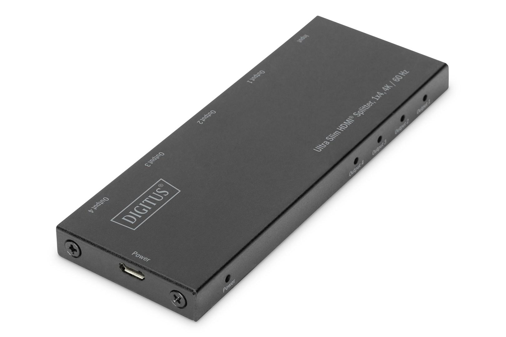 DIGITUS Ultra Slim HDMI-splitter 1x4 4K/60 Hz DS-45323 med 4 HDMI-udgange