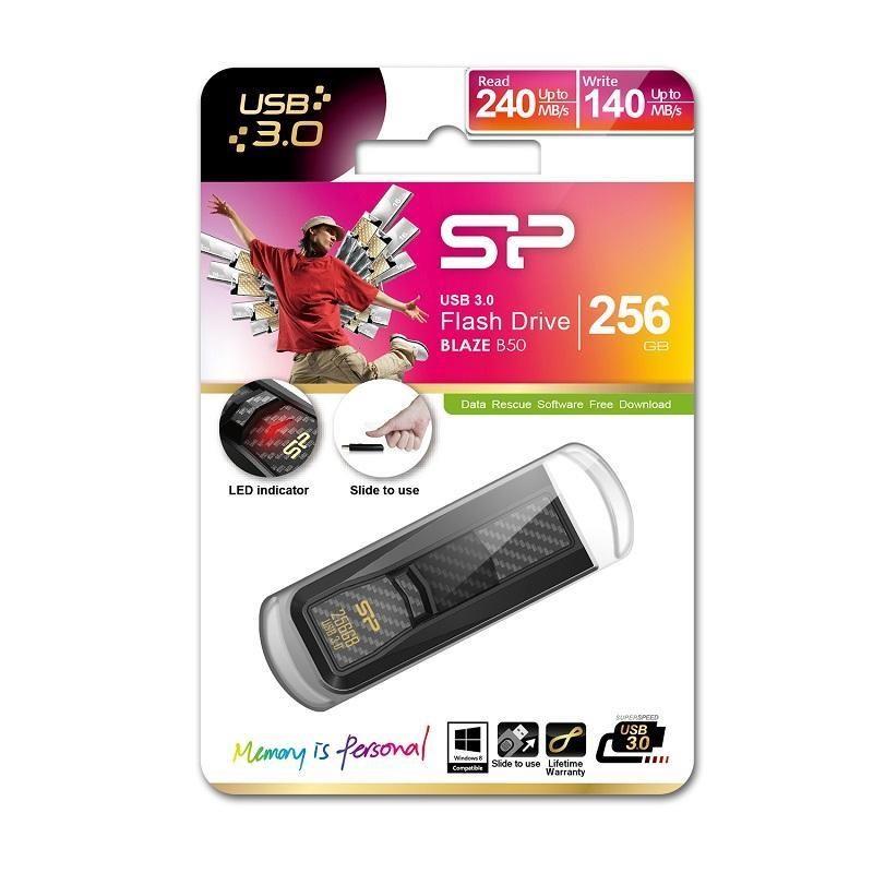 Silicon Power Blaze B50 USB-stick 256 GB – USB-A 3.2 Gen 1, sort billede