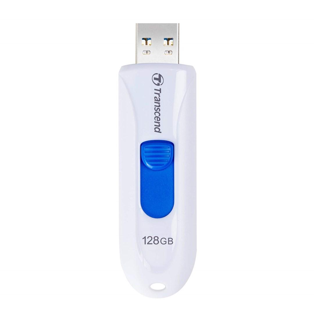 Transcend JetFlash 790 USB-stick 128 GB – USB 3.1, hvid/blå billede
