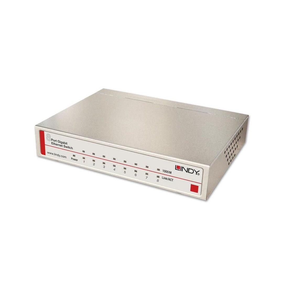LINDY netværksswitch – 8-port Gigabit desktop 10/100/1000 billede