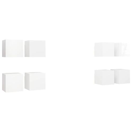 Væghængte tv-skabe 8 stk. 30,5x30x30 cm hvid højglans