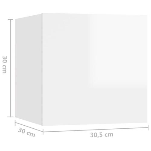 Væghængte tv-skabe 8 stk. 30,5x30x30 cm hvid højglans