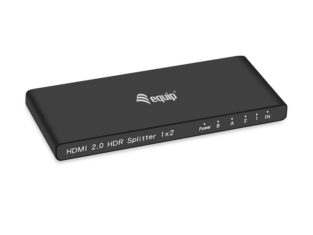 EQUIP HDMI 2.0 splitter 1×2 – Ultra Slim 4K/60 Hz, sort billede