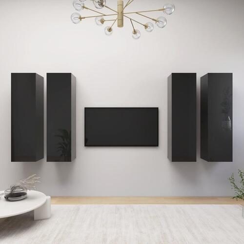 Tv-skabe 4 stk. 30,5x30x110 cm konstrueret træ hvid højglans