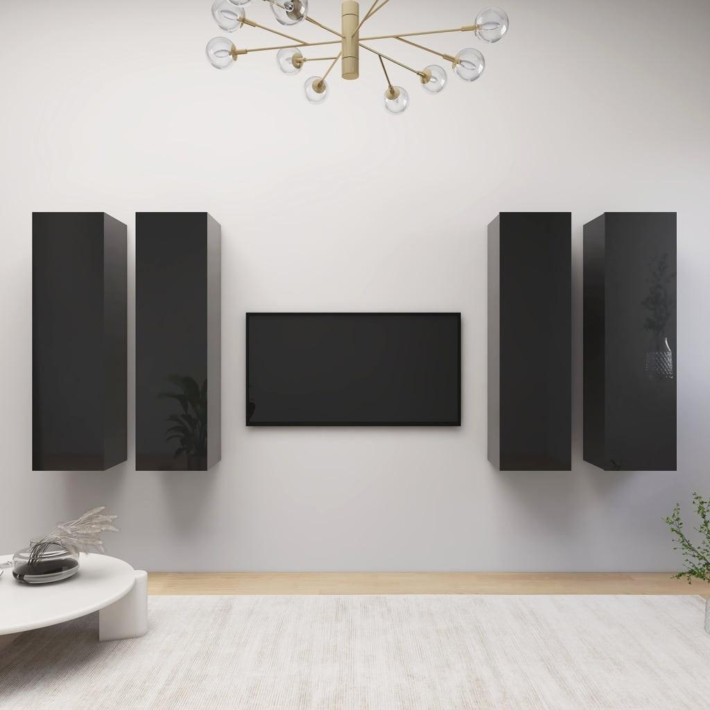 Tv-skabe 4 stk. 30,5x30x110 cm konstrueret træ hvid højglans