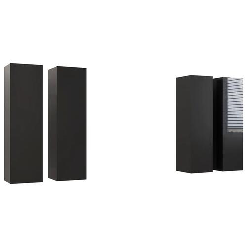 Tv-skabe 4 stk. 30,5x30x110 cm spånplade sort højglans