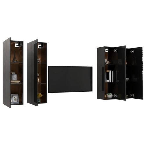 Tv-skabe 4 stk. 30,5x30x110 cm konstrueret træ hvid højglans