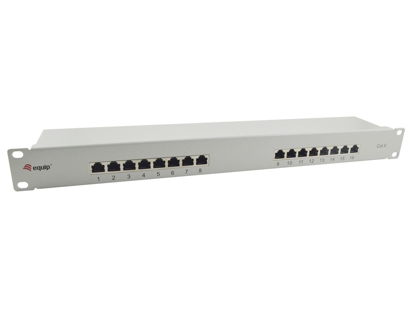 Equip 16-port Cat6 patchpanel - skærmet, lysegrå, 1U billede