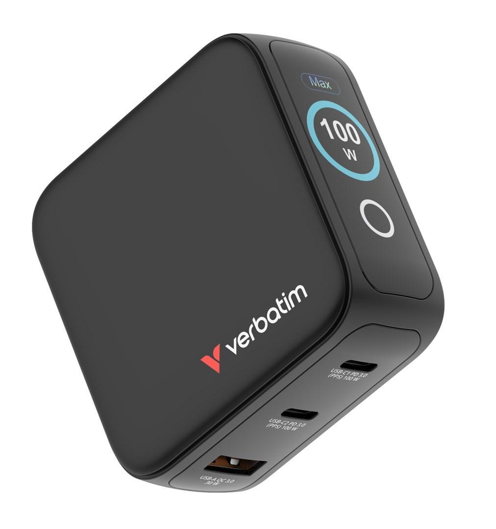Verbatim Mini GaN oplader 100 W med display
