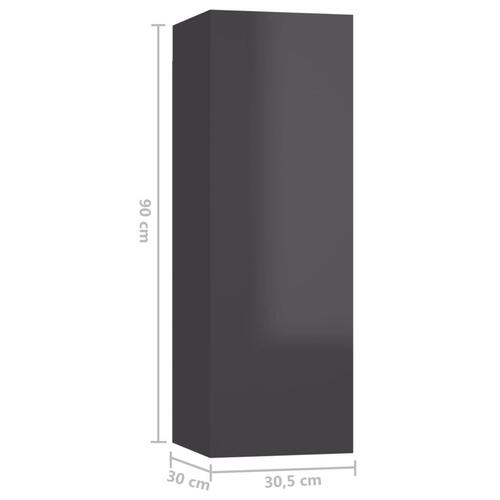 Tv-skabe 4 stk. 30,5x30x90 cm konstrueret træ grå højglans