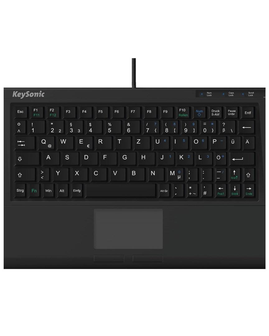 KeySonic ACK-3410 (DE) tastatur med touchpad – USB, QWERTZ, sort billede