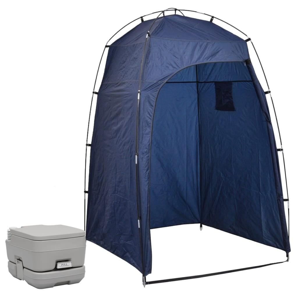 Bærbart campingtoilet med telt 10+10 l
