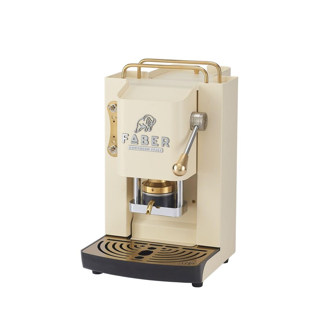 FABER Pro Deluxe Old British Heritage – elfenbenshvid med messingdetaljer – kaffemaskine billede