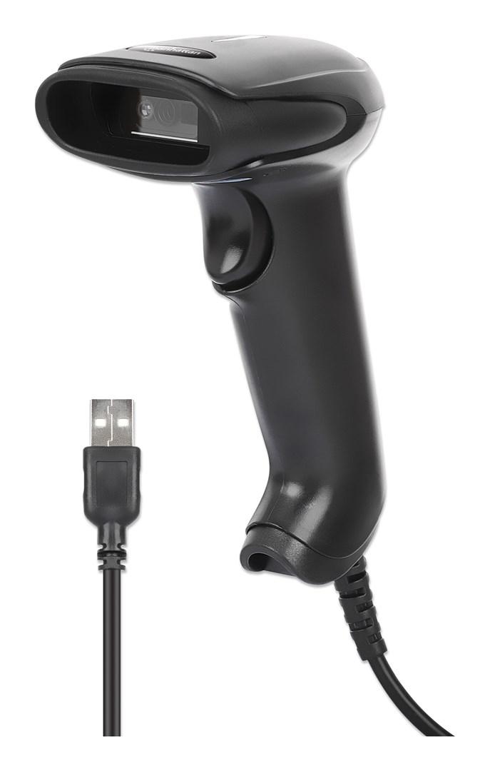 Manhattan 515069 kablet CCD håndholdt stregkodelæser, USB - sort billede