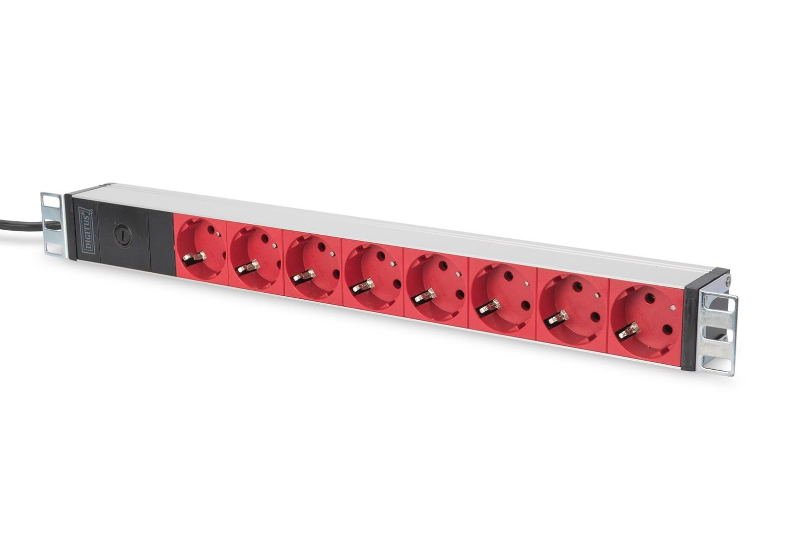 DIGITUS Professional DN-95410-R - Stikdåse (rackversion) - AC 220-240 V - 4000 Watt - input: IEC 60320 C14 - output-stikforbindelser: 8 (power CEE 7/7) - 1U - 19 - 2 m ledning - rød