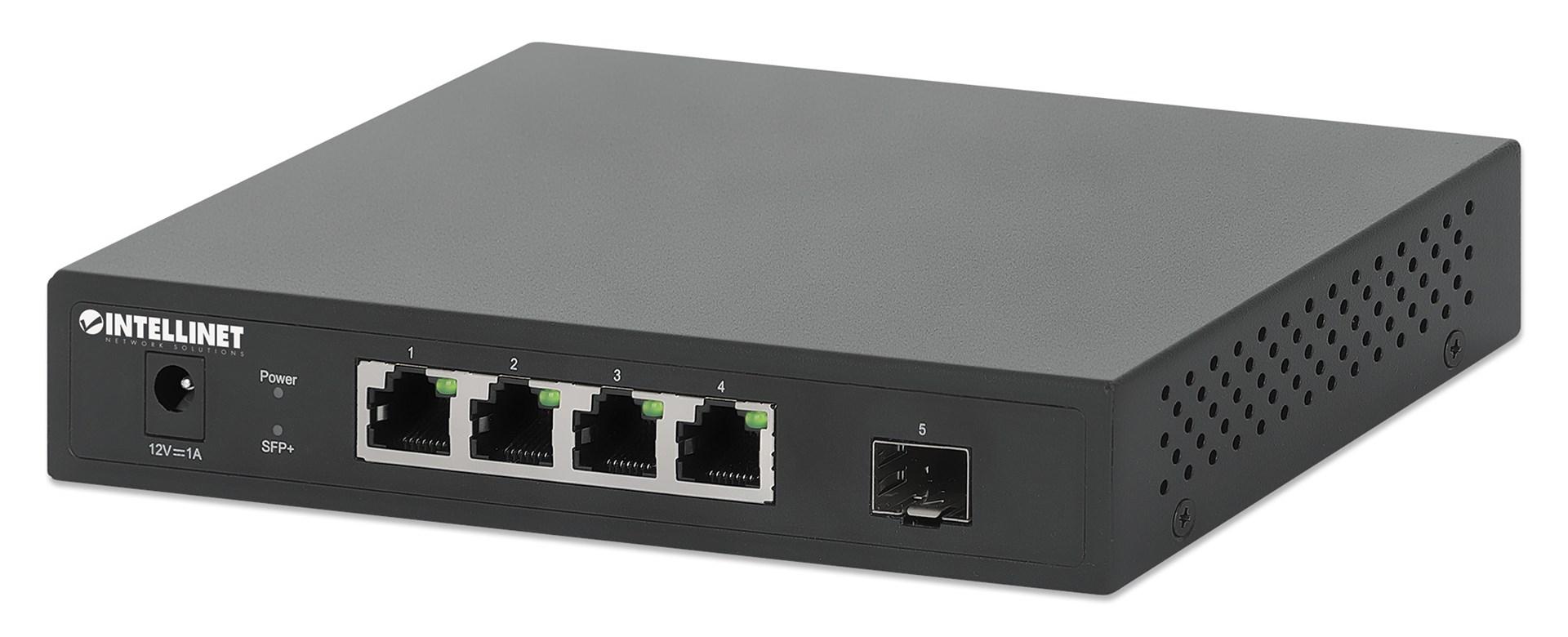 Intellinet 5-ports switch – 4 × 2,5G Ethernet + 1 SFP+ uplink billede