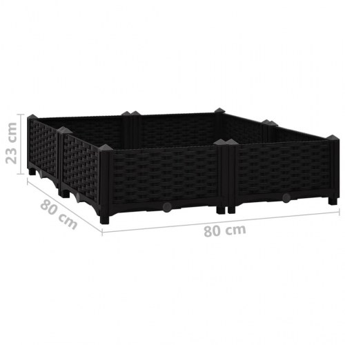 Højbed 80 x 80 x 23 cm i polypropylen - sort plantekasse