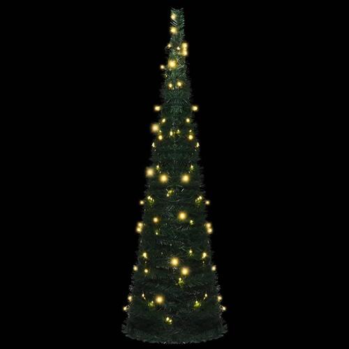 Kunstigt juletræ med pop-op-funktion og LED-lys 150 cm grøn