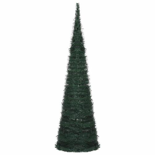 Kunstigt juletræ med pop-op-funktion og LED-lys 150 cm grøn