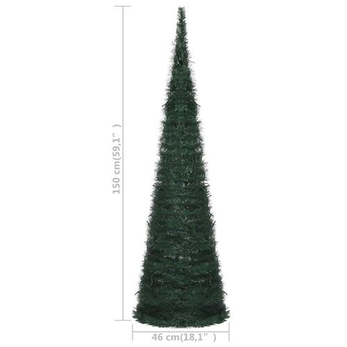 Kunstigt juletræ med pop-op-funktion og LED-lys 150 cm grøn