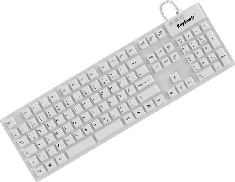 RAIDSONIC KeySonic KSK-8030 IN (DE) - hvidt industrielt USB-tastatur, fuld størrelse, QWERTZ (tysk) billede