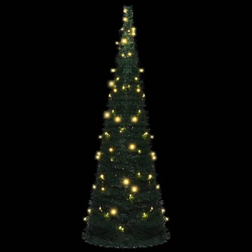 Kunstigt juletræ med pop-op-funktion og LED-lys 180 cm grøn
