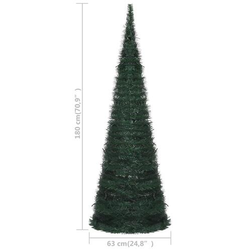 Kunstigt juletræ med pop-op-funktion og LED-lys 180 cm grøn