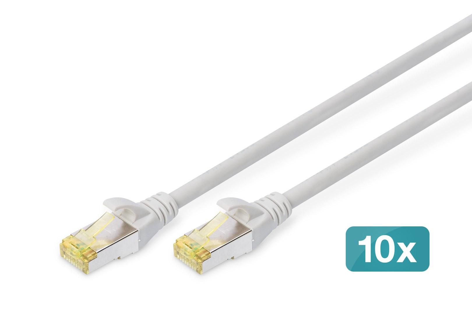 DIGITUS CAT 6A S/FTP patchkabel – 5 m, grå, 10 stk. billede