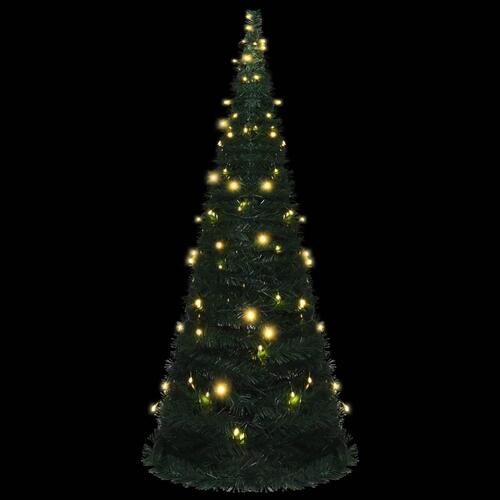 Kunstigt juletræ med pop-op-funktion og LED-lys 210 cm grøn
