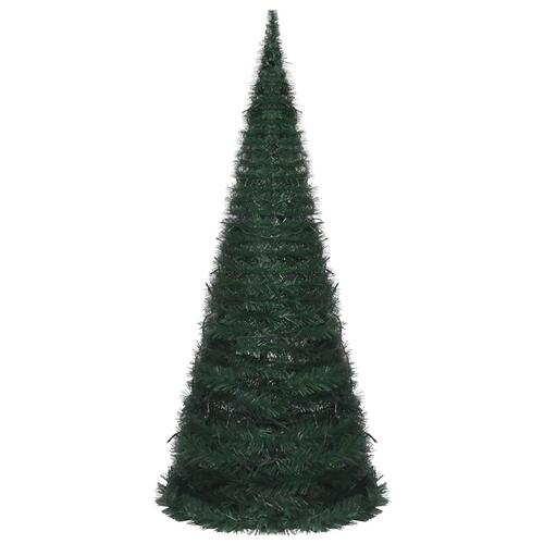 Kunstigt juletræ med pop-op-funktion og LED-lys 210 cm grøn