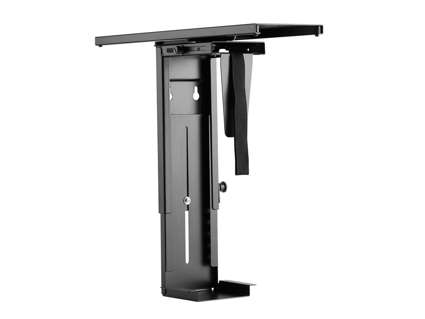 Equip CPU-holder under bord – justerbart beslag i stål, sort billede