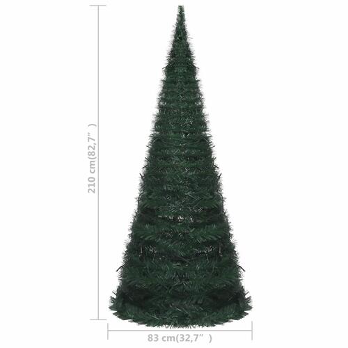Kunstigt juletræ med pop-op-funktion og LED-lys 210 cm grøn