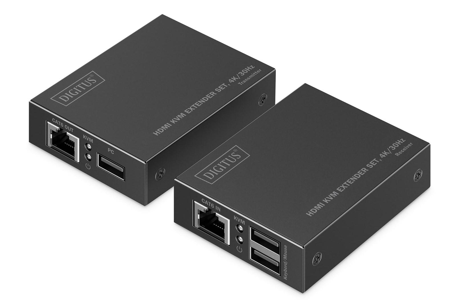 DIGITUS HDMI KVM-extender sæt - 4K/30 Hz, sort billede