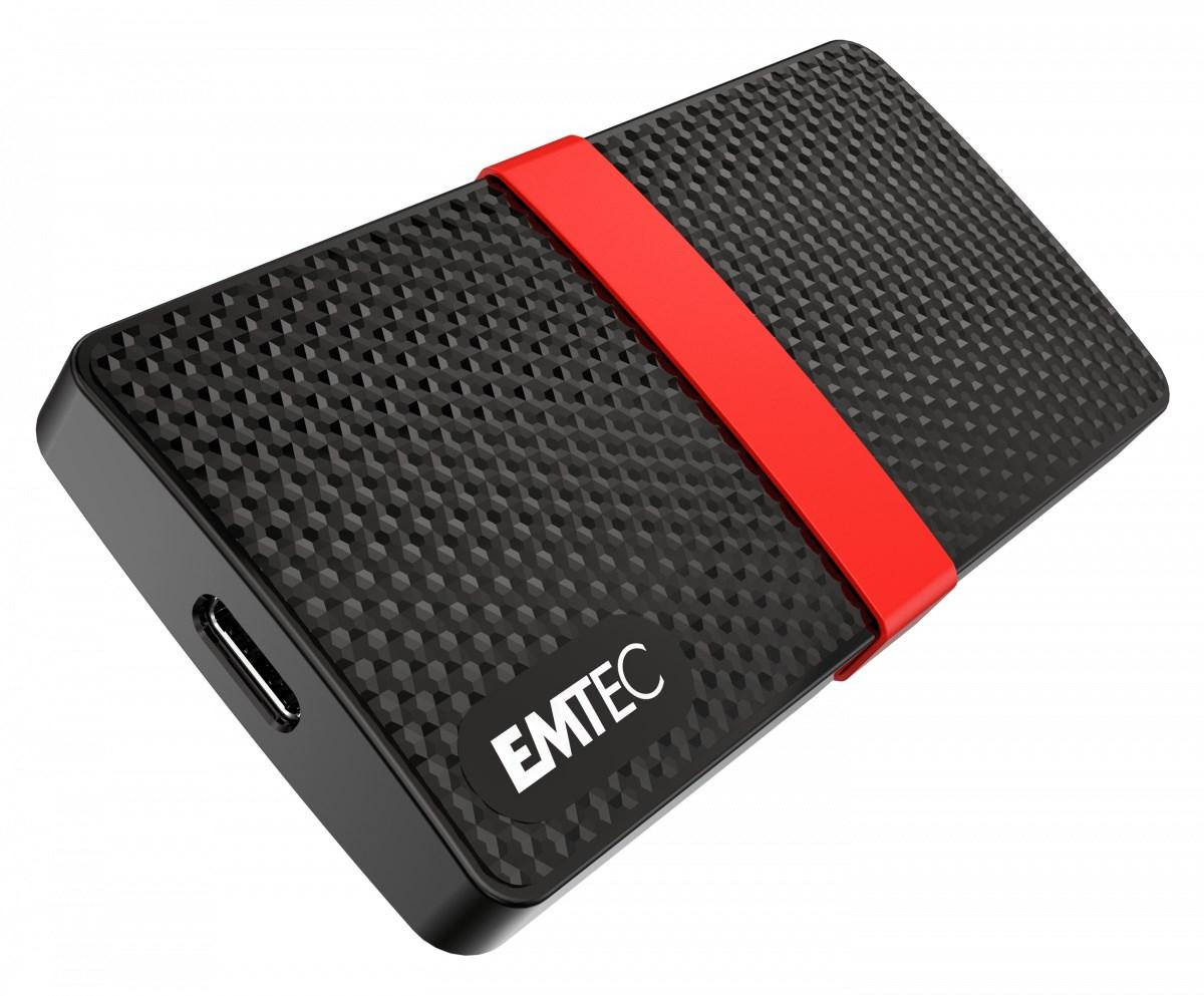 EMTEC X200 bærbar SSD 512 GB – USB-C 3.2 Gen 1, sort/rød billede