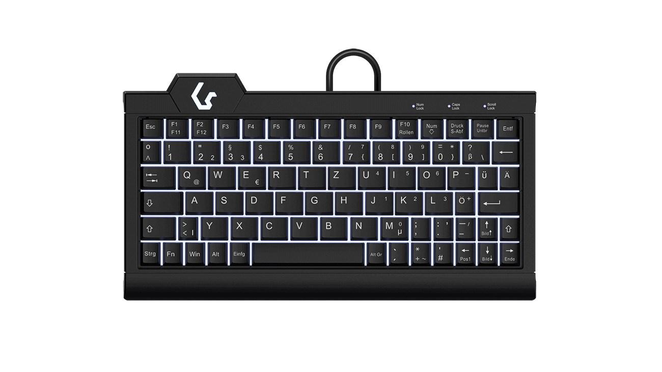 KeySonic KSK-3010ELC – kompakt LED-bagbelyst tastatur (DE QWERTZ), USB, sort billede