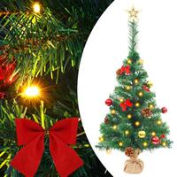 Kunstigt juletræ med kugler og LED-lys 64 cm grøn