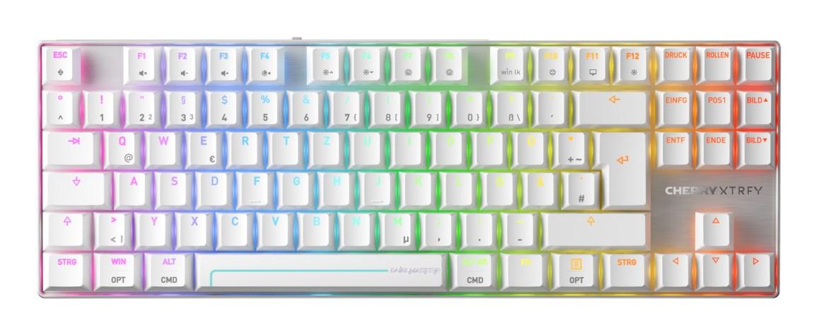 Cherry MX 8.2 Pro TKL trådløst gaming-tastatur - USB/2,4 GHz/Bluetooth, QWERTZ, sølv/hvid billede