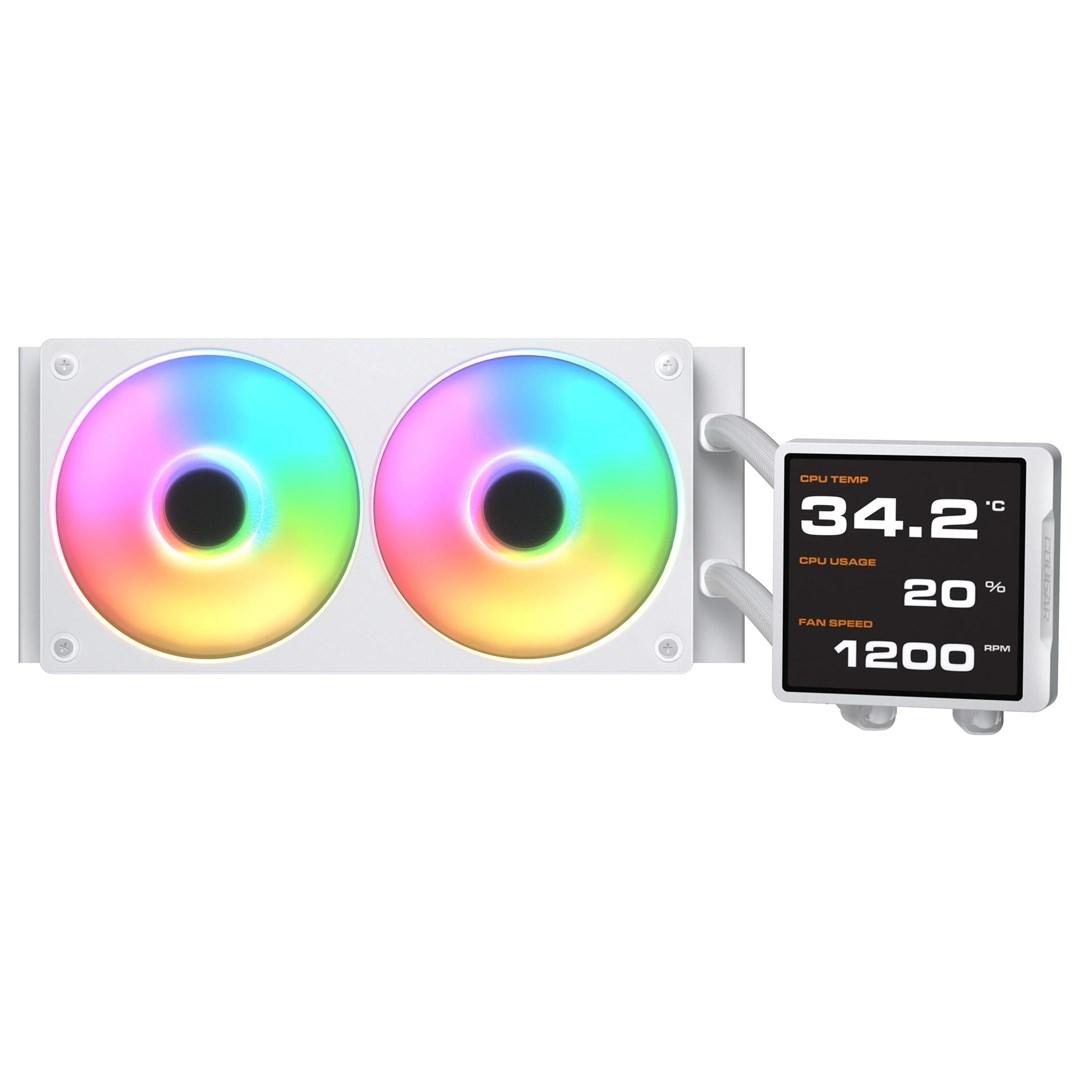 COUGAR Poseidon Vistek Pro 240 – hvid AIO CPU-vandkøler med ARGB og IPS-skærm billede